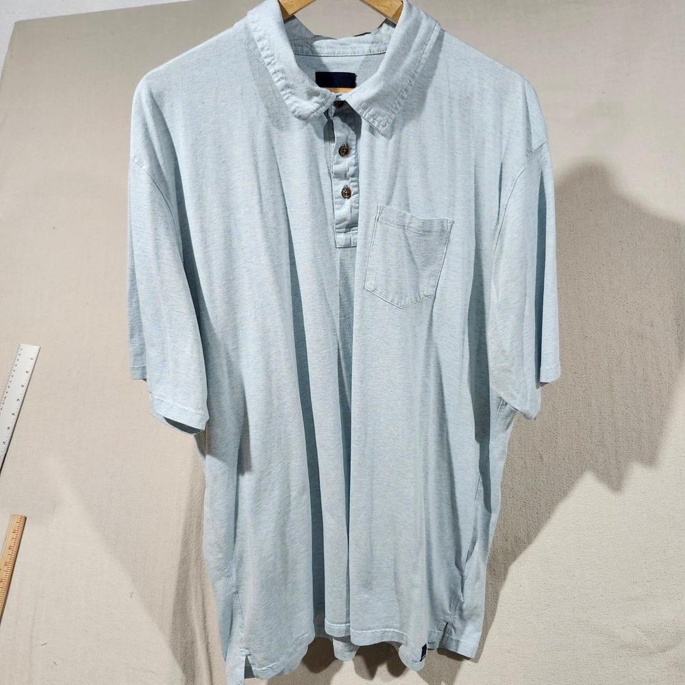 Prana Mens XX-Large Blue Polo Shirt Organic Cotton Blend Short Sleeve Casual‎